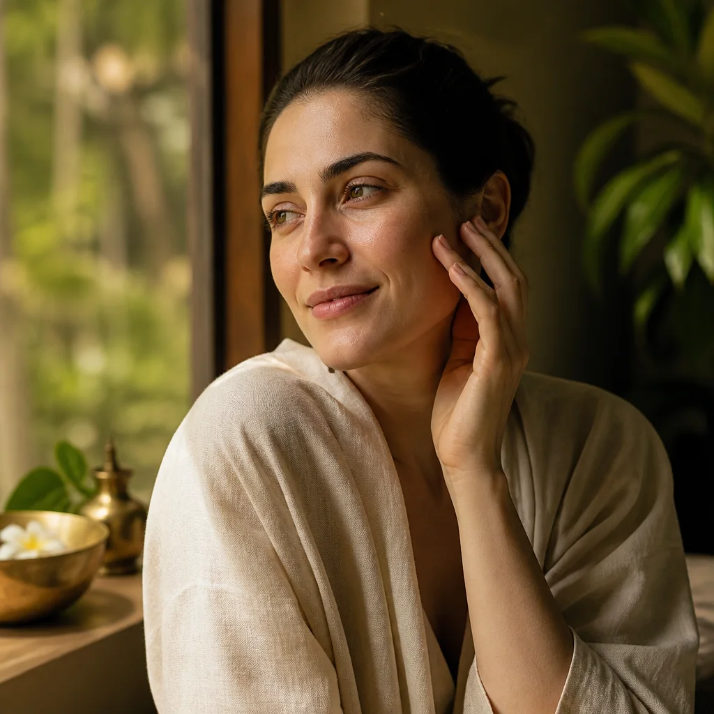 Refined natural skin texture in soft wellness light