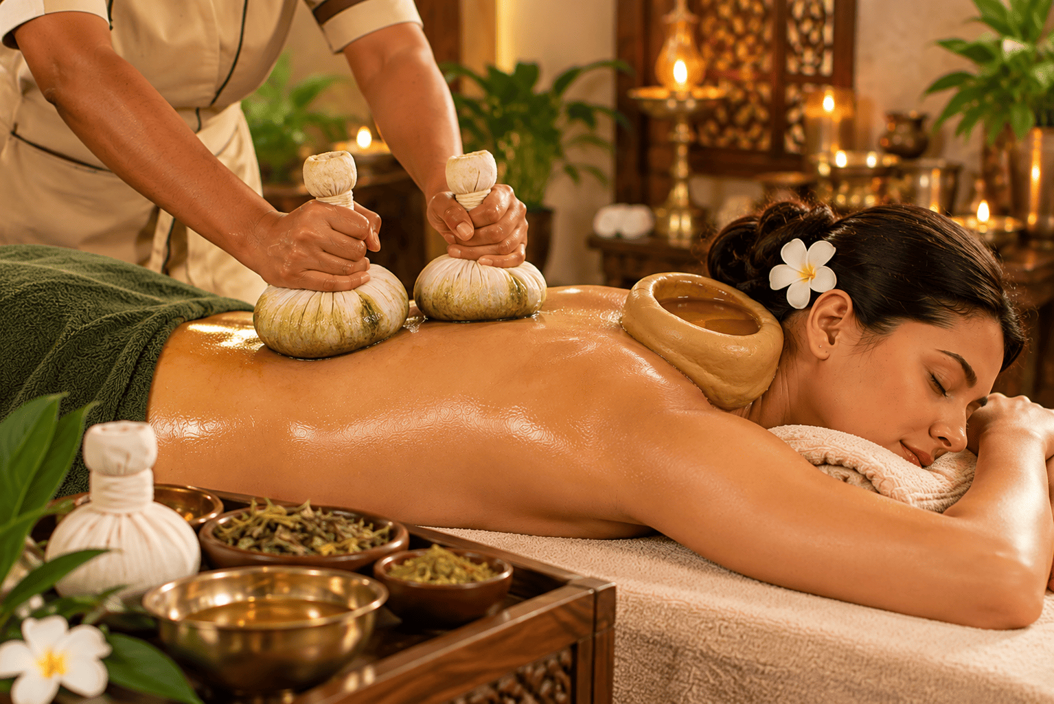 Back Massage with Kizhi and Greeva Vasti at Ananta Ayurveda
