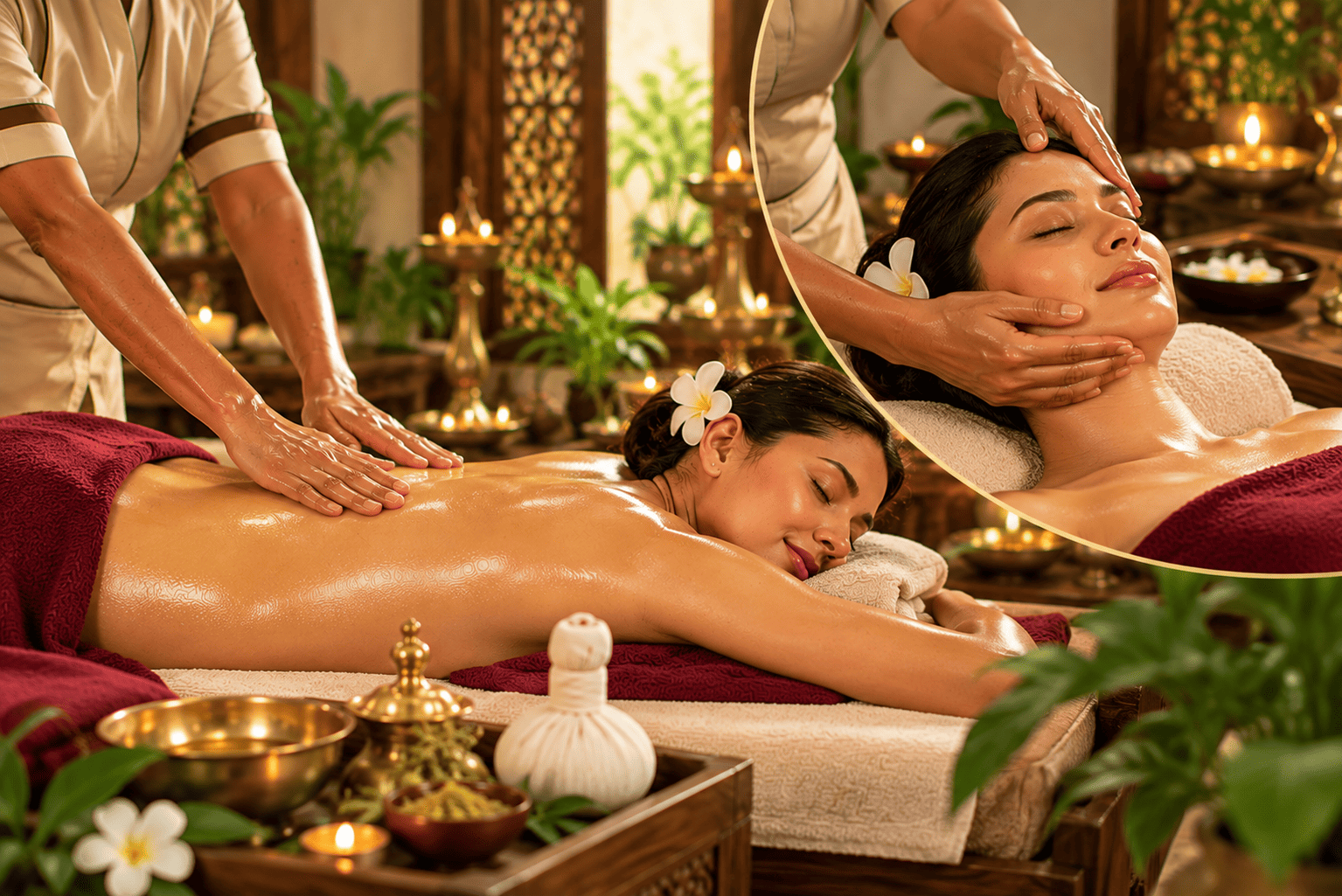Full body Abhyanga with Mukhabhyanga face massage